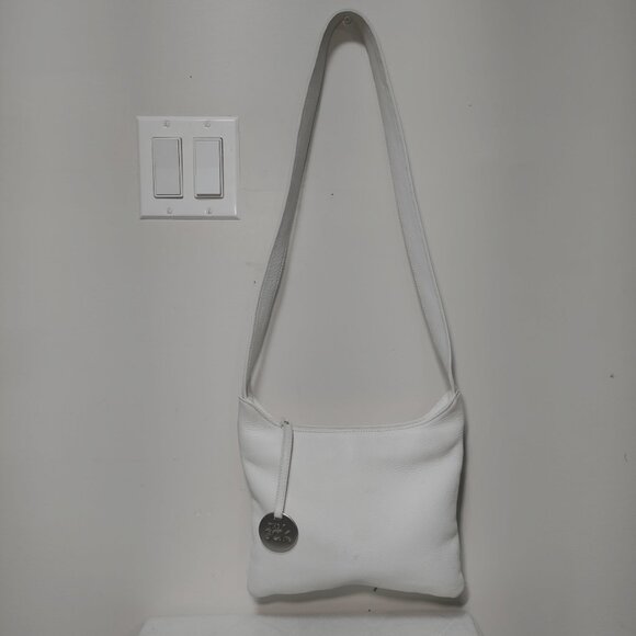 The Sak White Leather With Logo Charm Crossbody Shoulder Bag - Picture 2 of 11